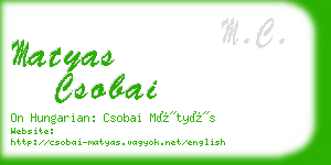 matyas csobai business card